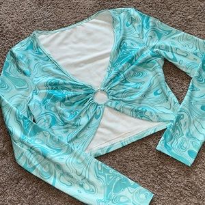 Shein marble long sleeve crop top